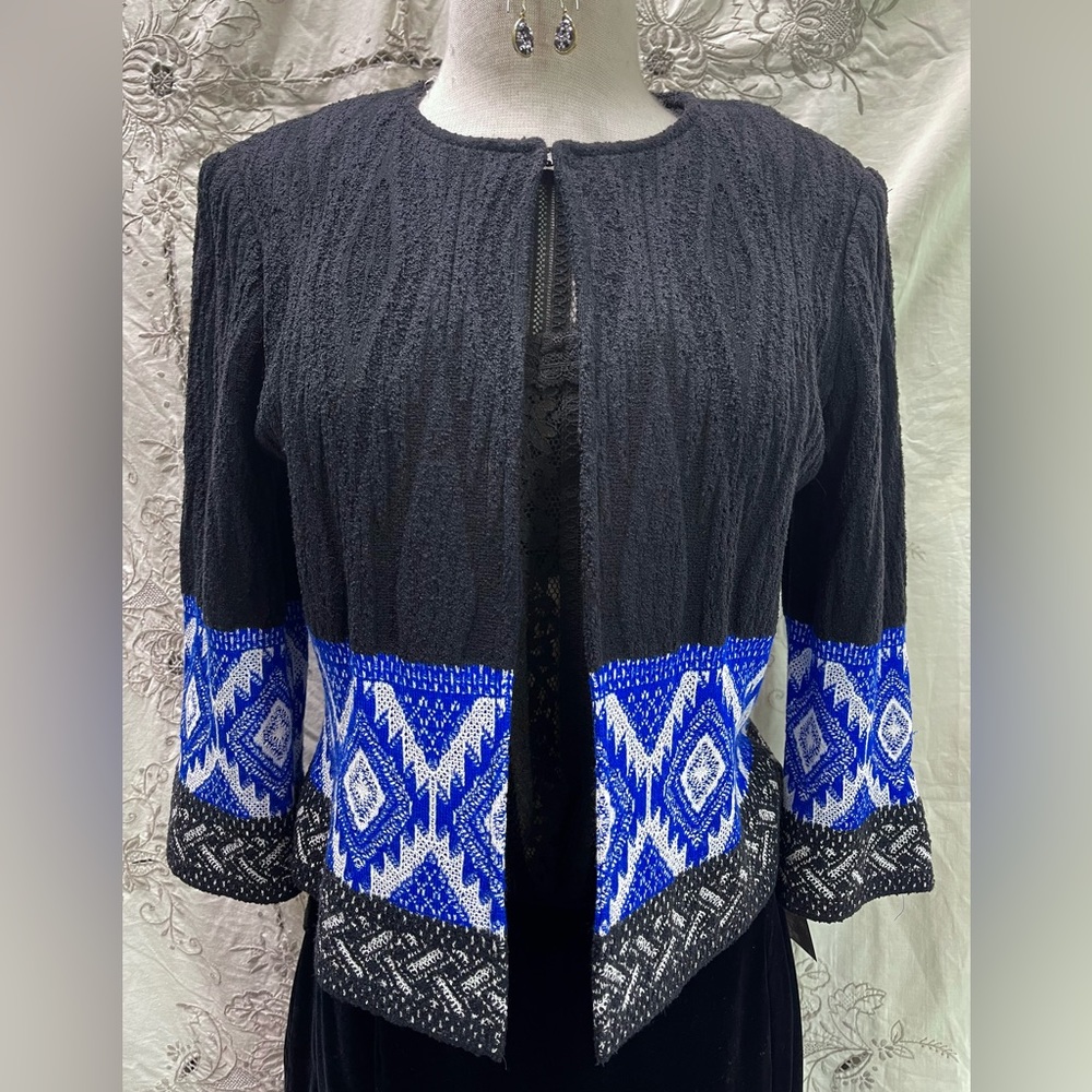 St. John Collection Black and blue cardigan - wool blend - luxury Knitwear